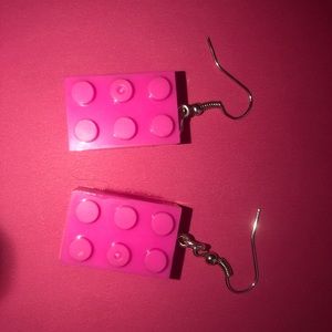 Pink Lego Earrings